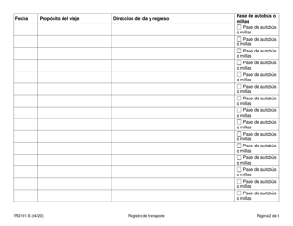 Formulario VR2181-S Registro De Transporte - Texas (Spanish), Page 2