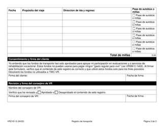 Formulario VR2181-S Registro De Transporte - Texas (Spanish), Page 3