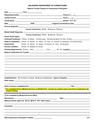 Document preview: Medical Transfer Request to Assessment & Reception - Oklahoma
