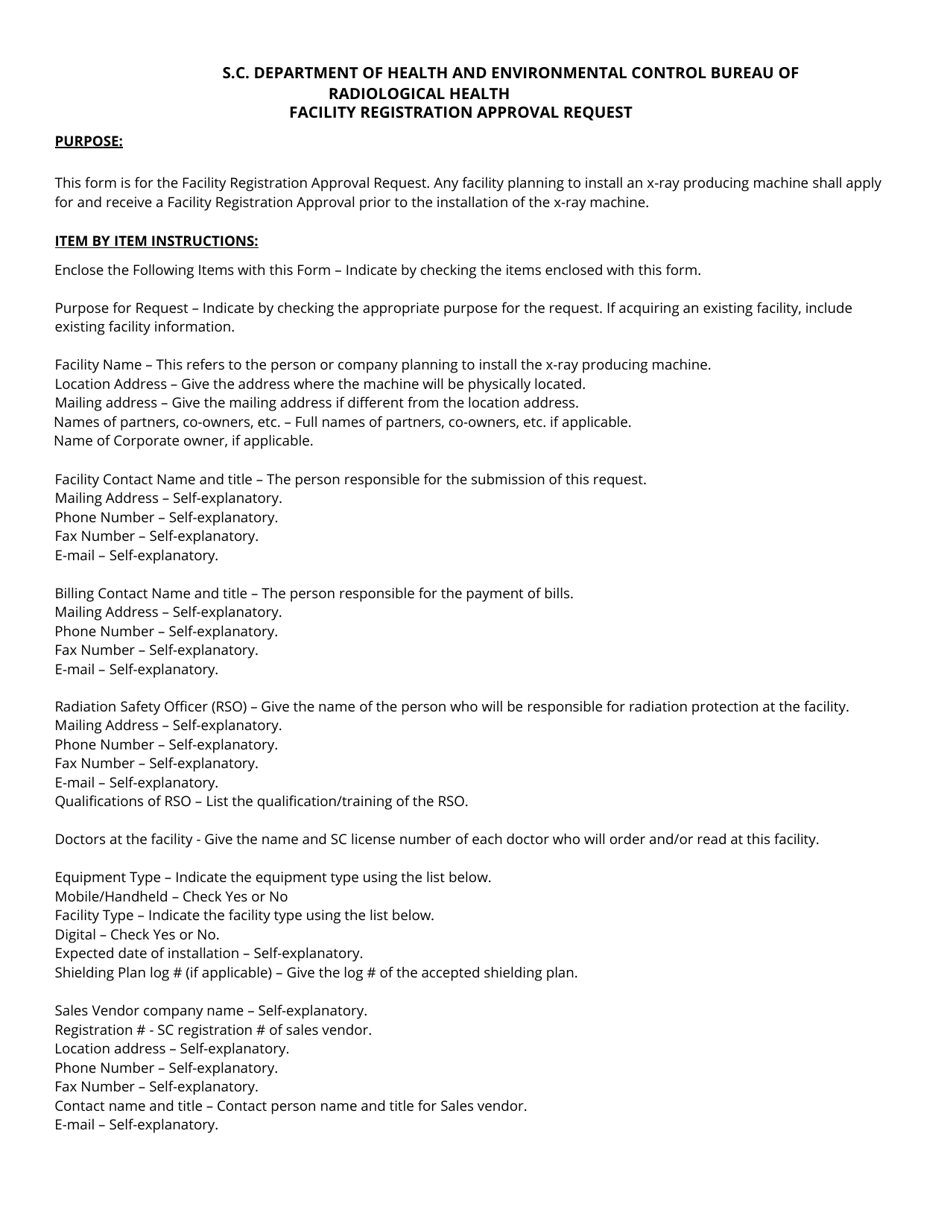 DHEC Form 0845 Facility Registration Approval Request - South Carolina, Page 4