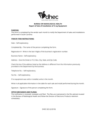 DHEC Form 0823 Report of Sale or Installation of X-Ray Equipment - South Carolina, Page 2