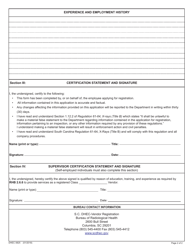 DHEC Form 0825 Employee Registration - X-Ray Equipment Services - South Carolina, Page 2