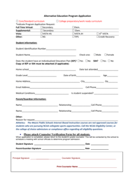 Document preview: Vista Jr/Hs High Alternative Education Application - Oklahoma