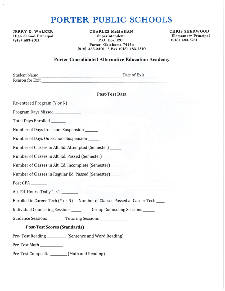 Porter Consolidated Alternative Education Academy Emergency Information - Oklahoma, Page 3