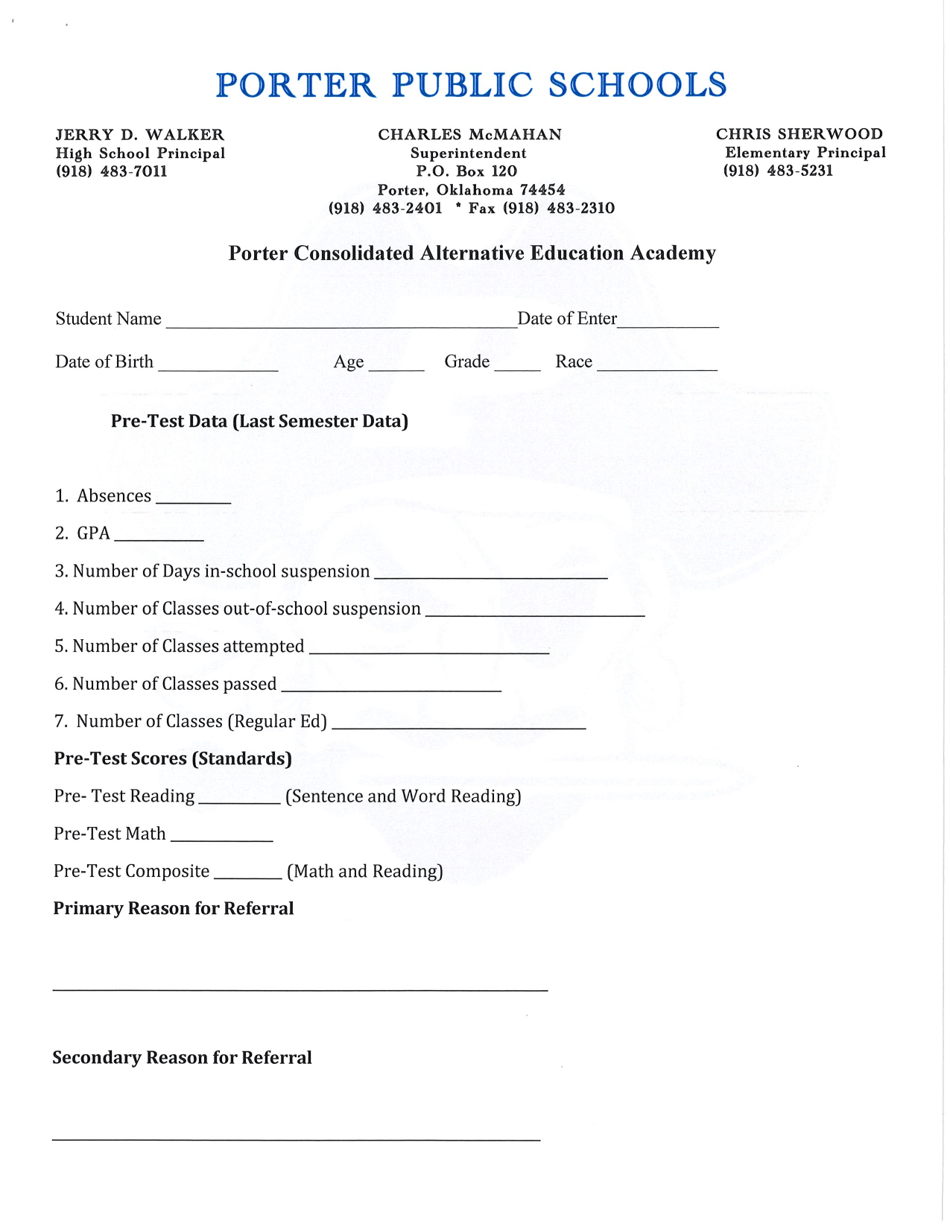 Porter Consolidated Alternative Education Academy Emergency Information - Oklahoma, Page 5