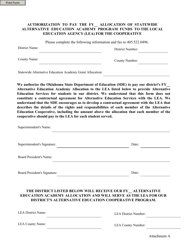 Document preview: Attachment A Authorization to Pay the Allocation of Statewide Alternative Education Academy Program Funds to the Local Education Agency (Lea) for the Cooperative - Oklahoma