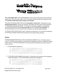 Document preview: Jenks' "success by Using the 5 a's" - Your Life Purpose Your Mission - Oklahoma