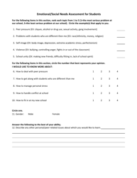Document preview: Emotional/Social Needs Assessment for Students - Oklahoma