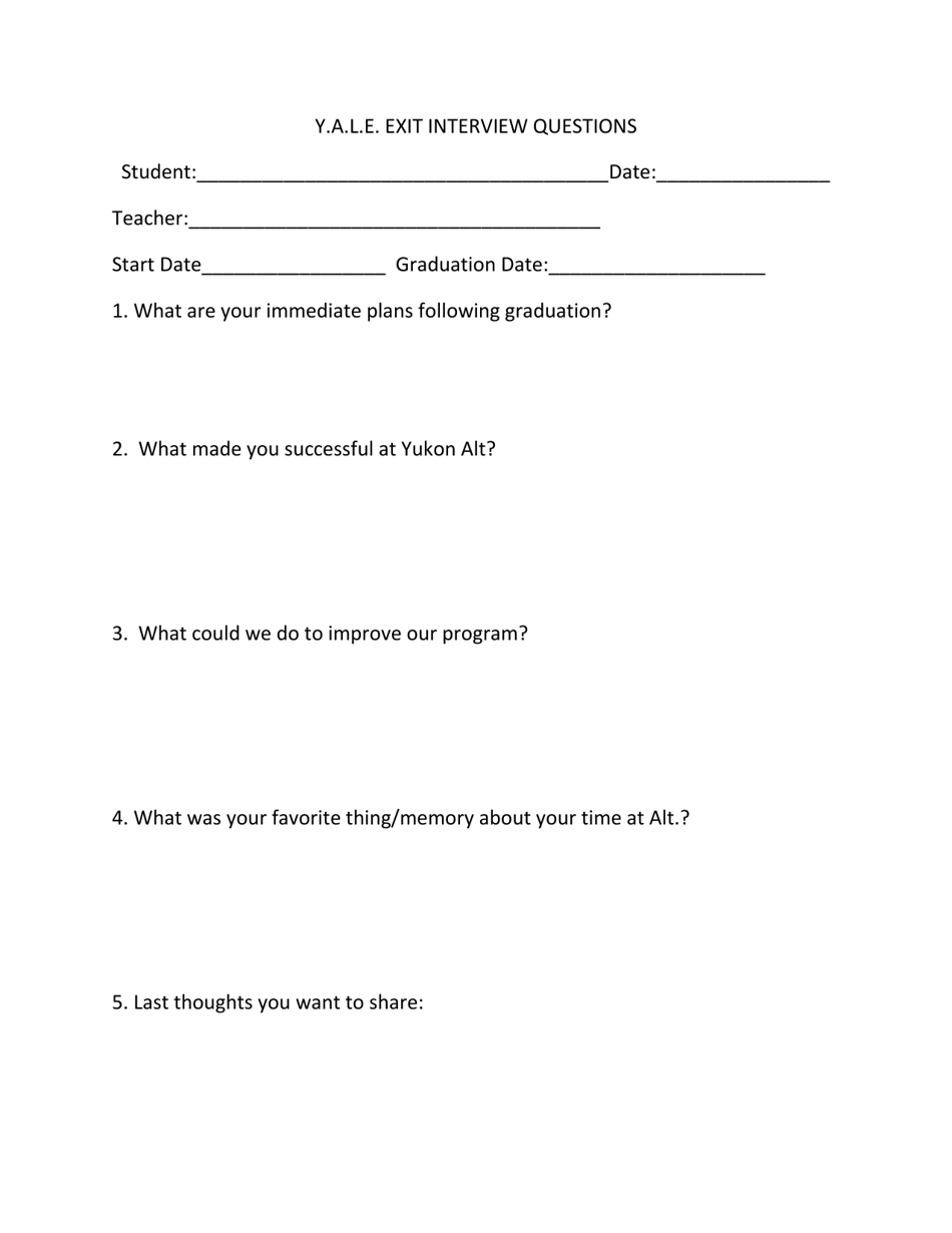 Y.a.l.e. Exit Interview Questions - Oklahoma, Page 1