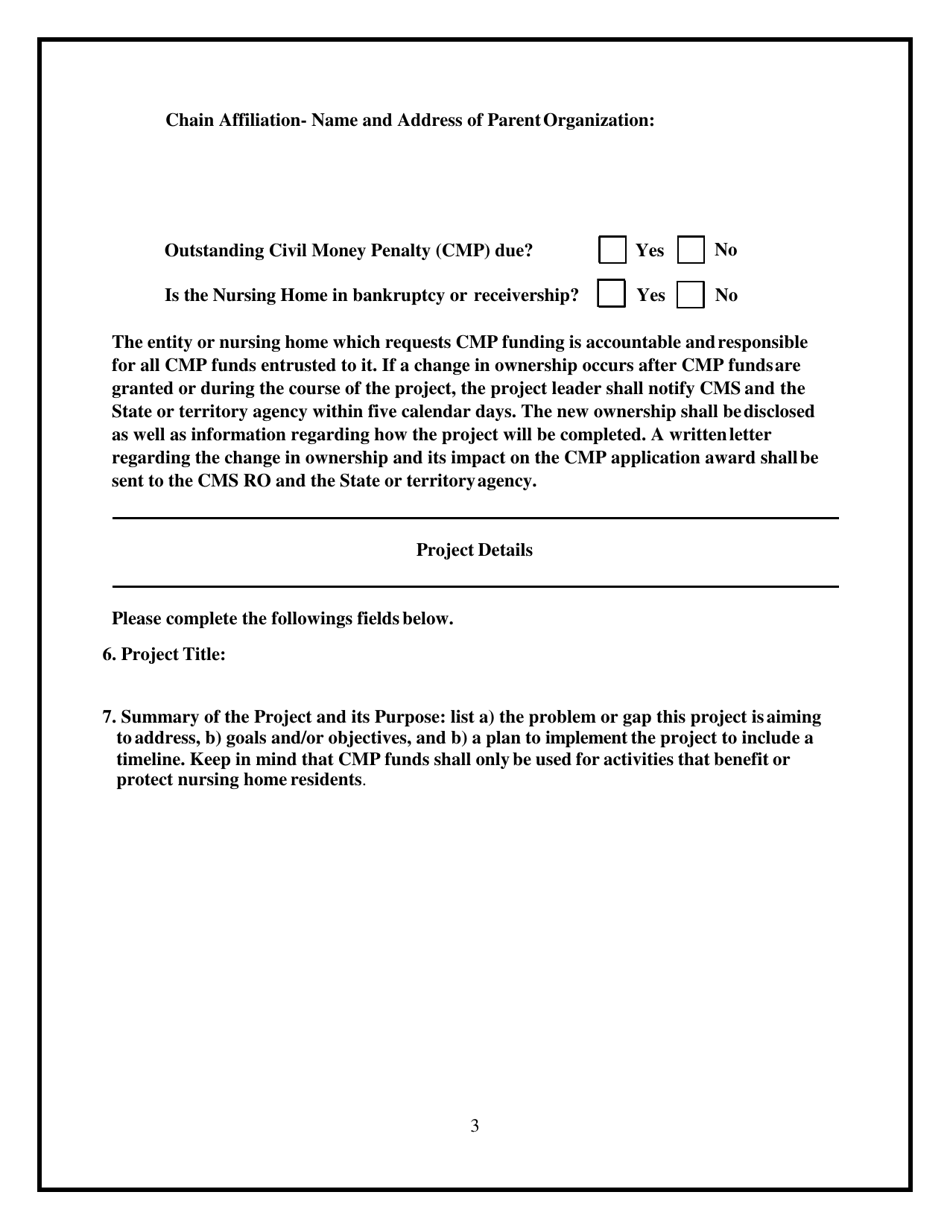 Application for the Use of Civil Money Penalty Funds, Page 3