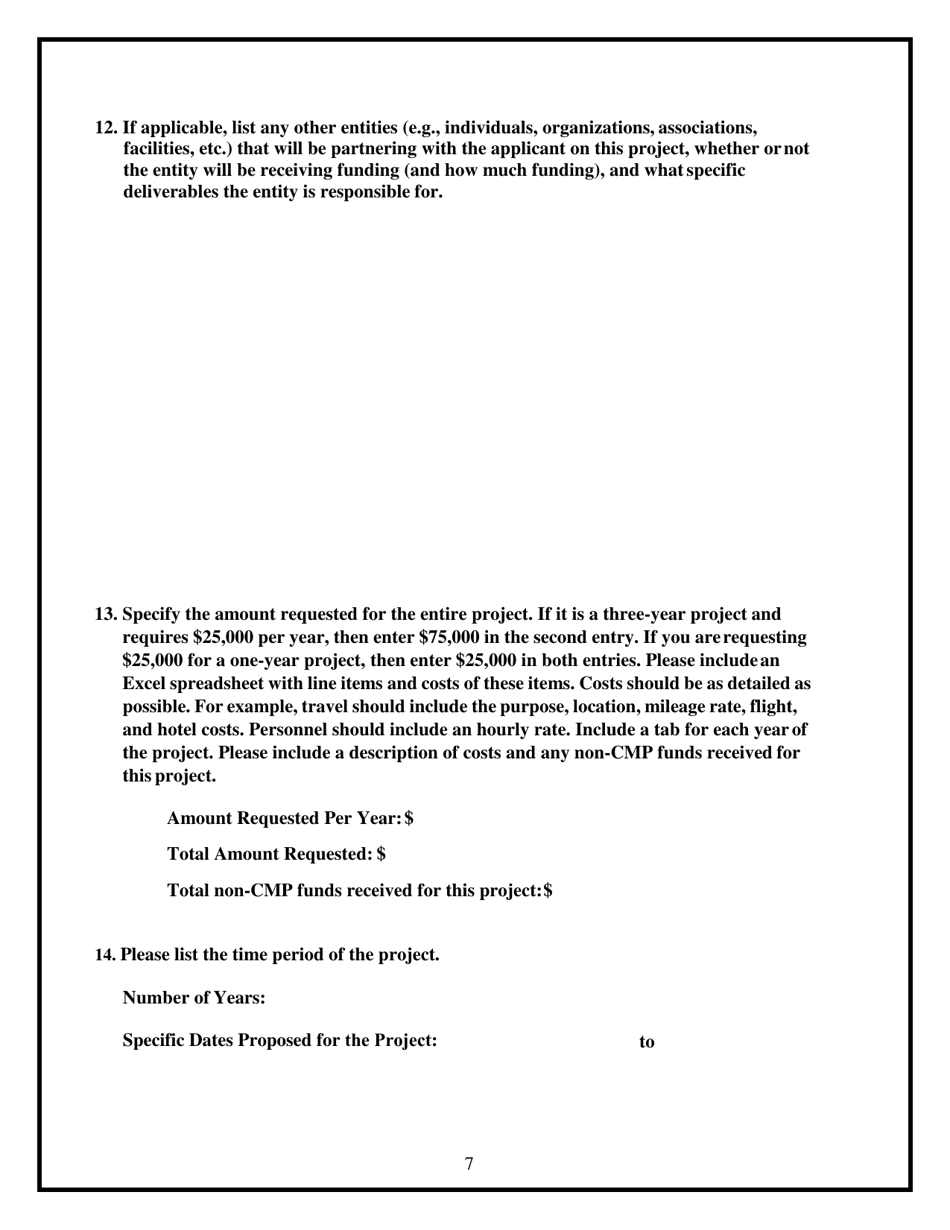 Application for the Use of Civil Money Penalty Funds, Page 7