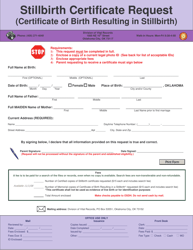 Document preview: Stillbirth Certificate Request (Certificate of Birth Resulting in Stillbirth) - Oklahoma