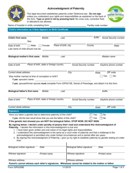 Document preview: Form 03PA209E Acknowledgment of Paternity - Oklahoma