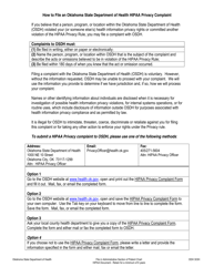 ODH Form 303H HIPAA Privacy Complaint Form - Oklahoma, Page 2