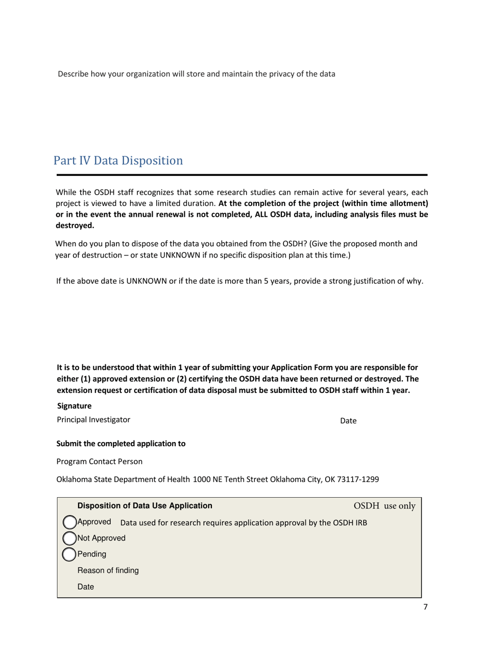 Public Health Data Use Request Application - Oklahoma, Page 7