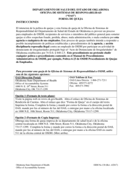 ODH Formulario 130 Forma De Queja - Oklahoma (Spanish), Page 2