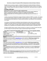 OSDH Formulario 303HA &quot;Formulario Para Levantamiento De Queja De Privacidad Hipaa&quot; - Oklahoma (Spanish), Page 2