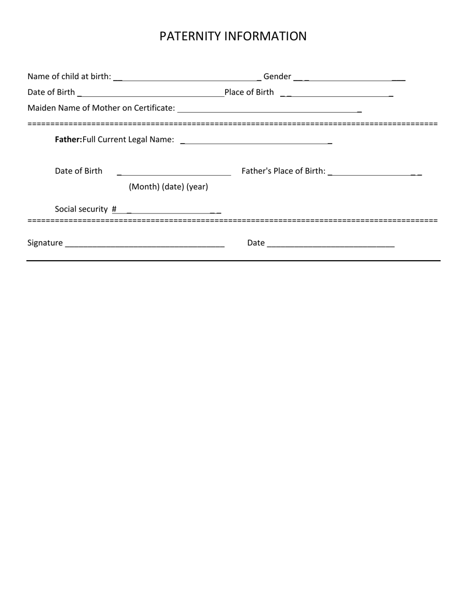 Oklahoma Paternity Information - Fill Out, Sign Online and Download PDF ...