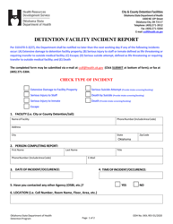 Document preview: Detention Facility Incident Report - Oklahoma
