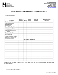 Document preview: Detention Facility Training Documentation Log - Oklahoma