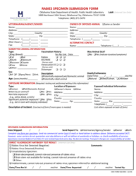 ODH Form 460 &quot;Rabies Specimen Submission Form&quot; - Oklahoma
