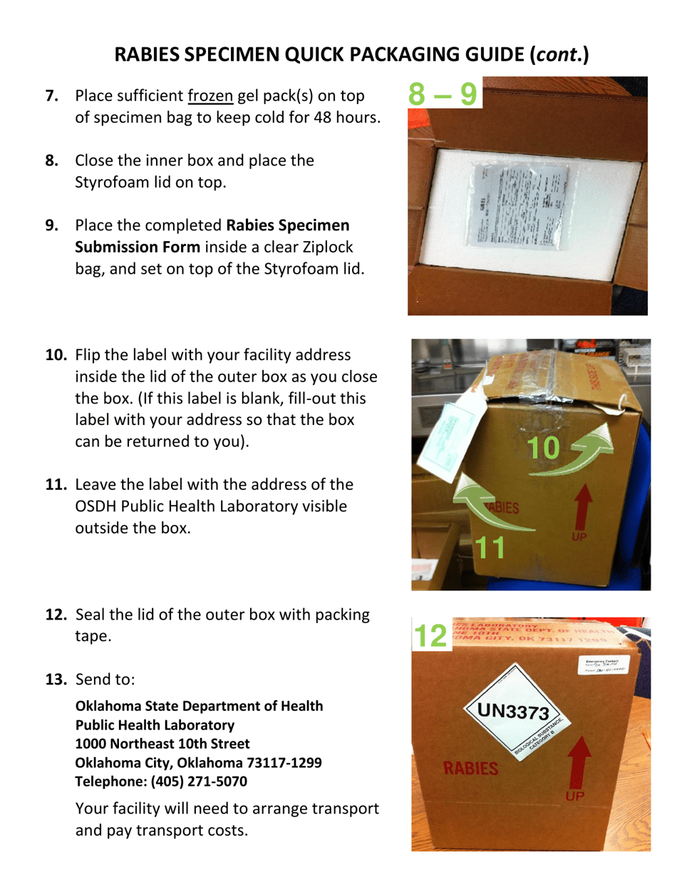 ODH Form 460 Rabies Specimen Submission Form - Oklahoma, Page 5