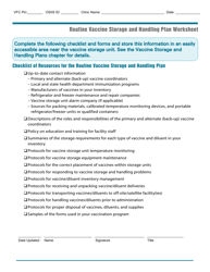 Document preview: Routine Vaccine Storage and Handling Plan Worksheet - Oklahoma