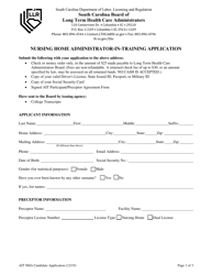 Nursing Home Administrator-In-training Application - South Carolina, Page 3