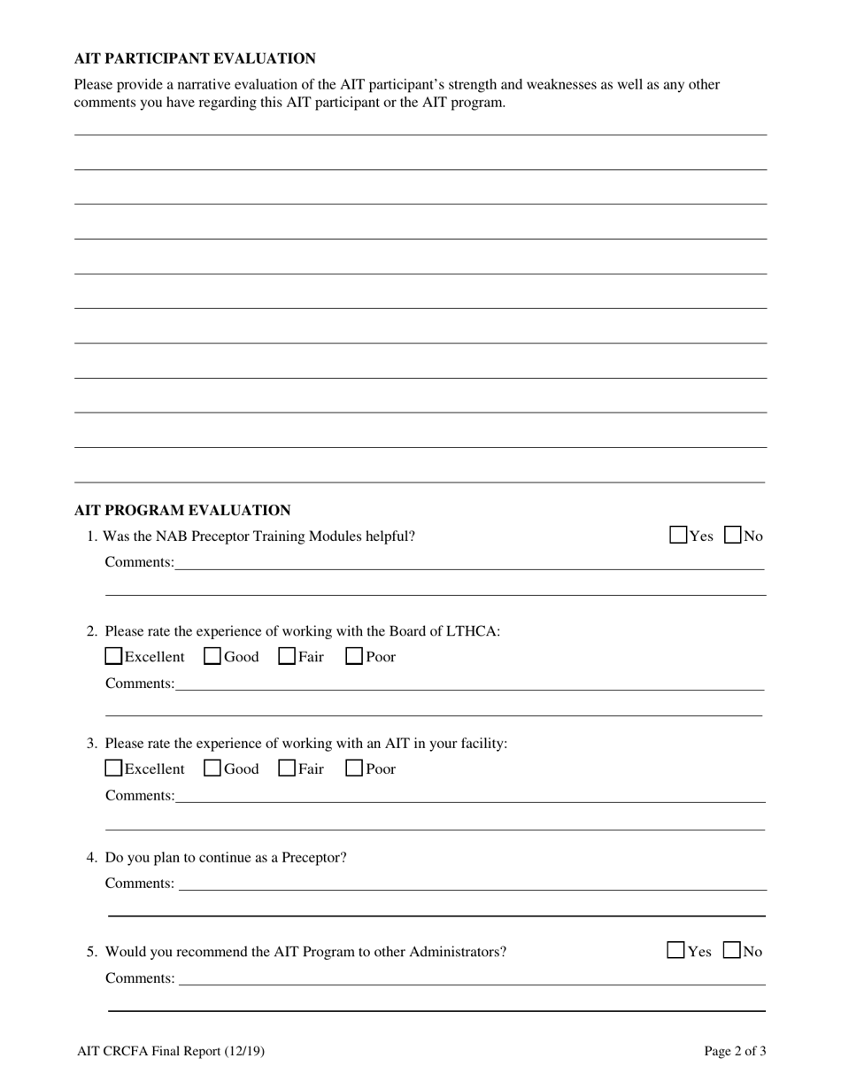 Community Residential Care Facility Administer-In-training Final Report - South Carolina, Page 2