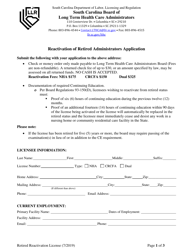 Reactivation of Retired Administrators Application - South Carolina
