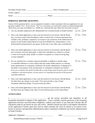 Reactivation of Retired Administrators Application - South Carolina, Page 2