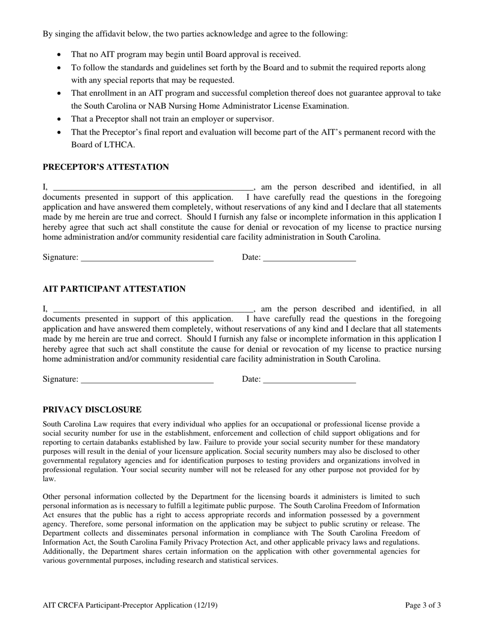 Community Residential Care Facility Administrator-In-intraining Application - South Carolina, Page 10