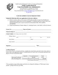 Document preview: Name or Address Change Request Form - South Carolina