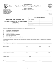 Sponsor Application for Continuing Education Program Approval - South Carolina, Page 6