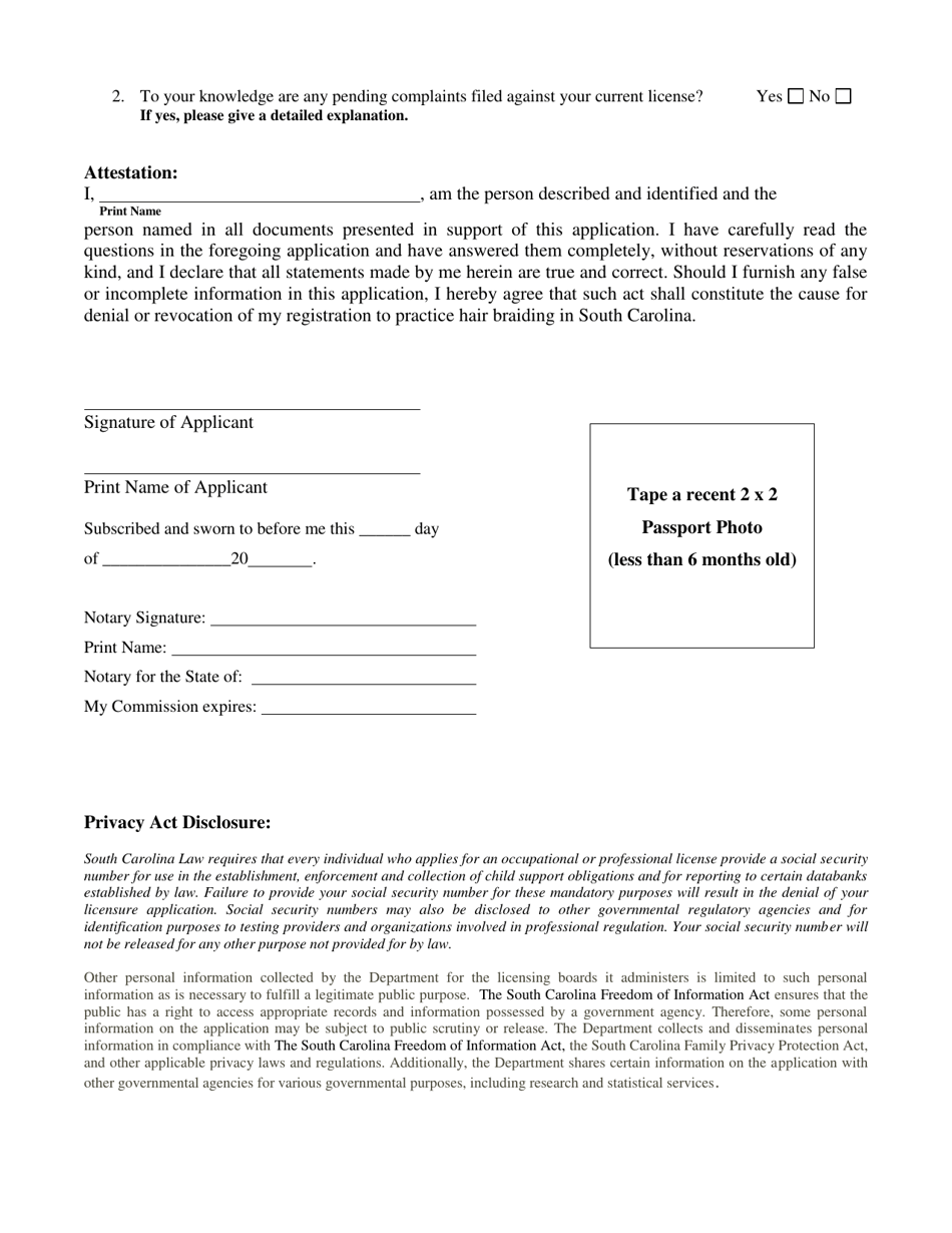 Application by Reciprocity - South Carolina, Page 3