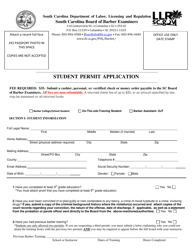 Student Permit Application - South Carolina, Page 2