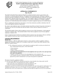 Document preview: Instructions for Appraiser Experience Log - South Carolina