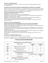 Instructions for Appraiser Experience Log - South Carolina, Page 3