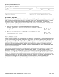 Form DOC175 Appraiser Apprentice License Application - South Carolina, Page 2