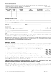 Application for Certification as a Water Distribution Operator - South Carolina, Page 2