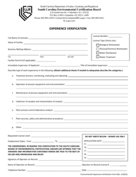 Experience Verification - South Carolina, Page 2