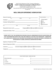 Well Driller Experience Verification - South Carolina, Page 2