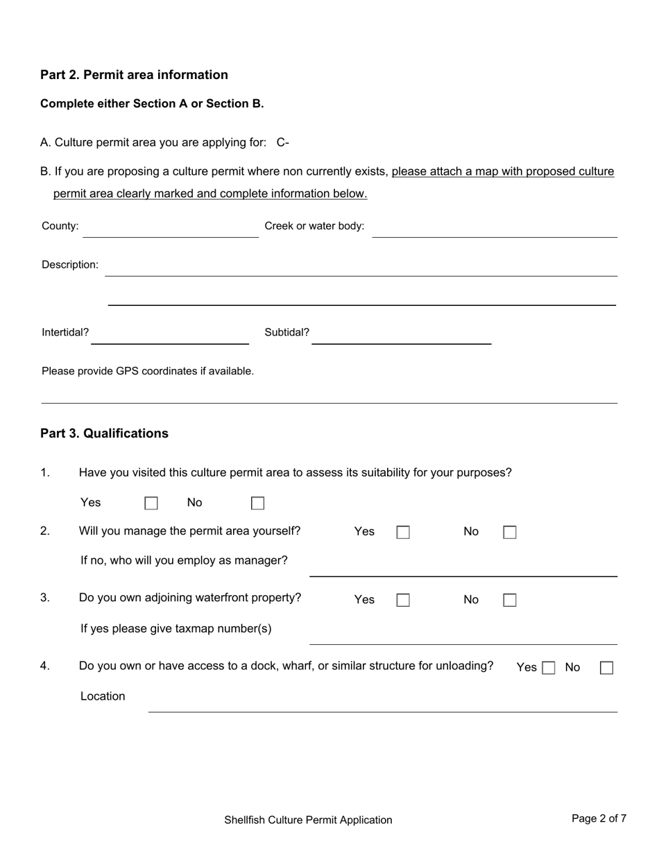Application for Shellfish Culture Permit - South Carolina, Page 2
