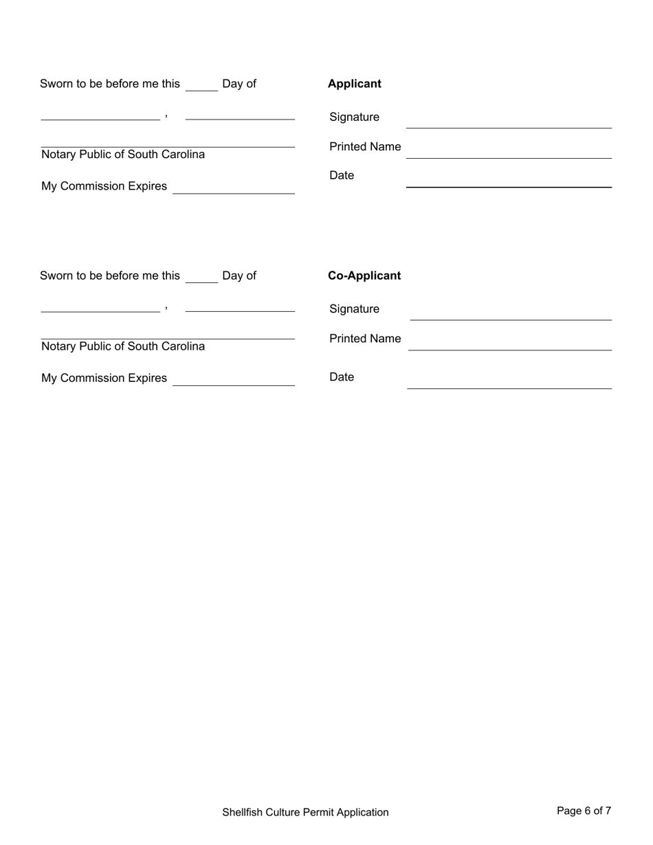 Application for Shellfish Culture Permit - South Carolina, Page 6