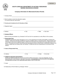 Company Information for Mariculture/Culture Permits - South Carolina