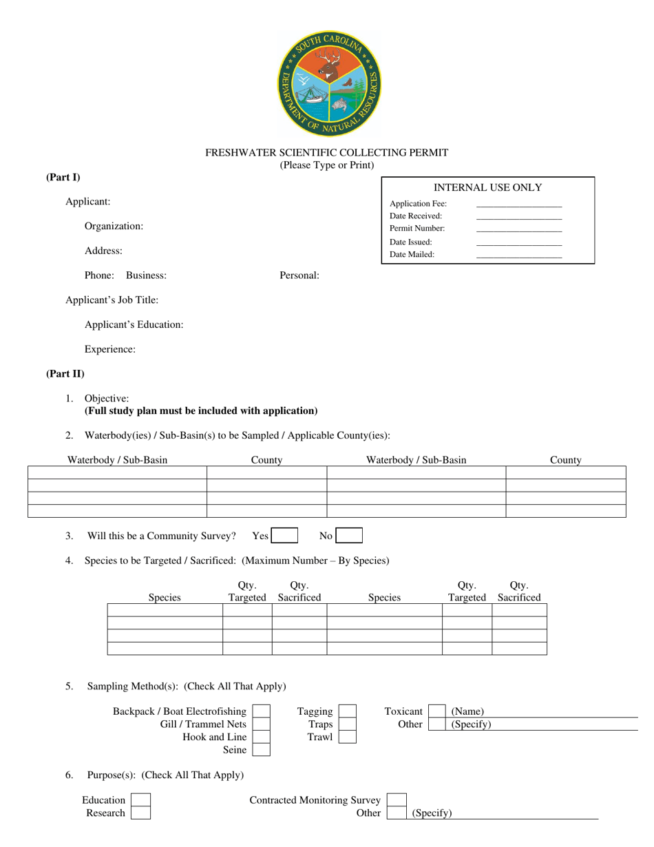 Freshwater Scientific Collecting Permit - South Carolina, Page 4