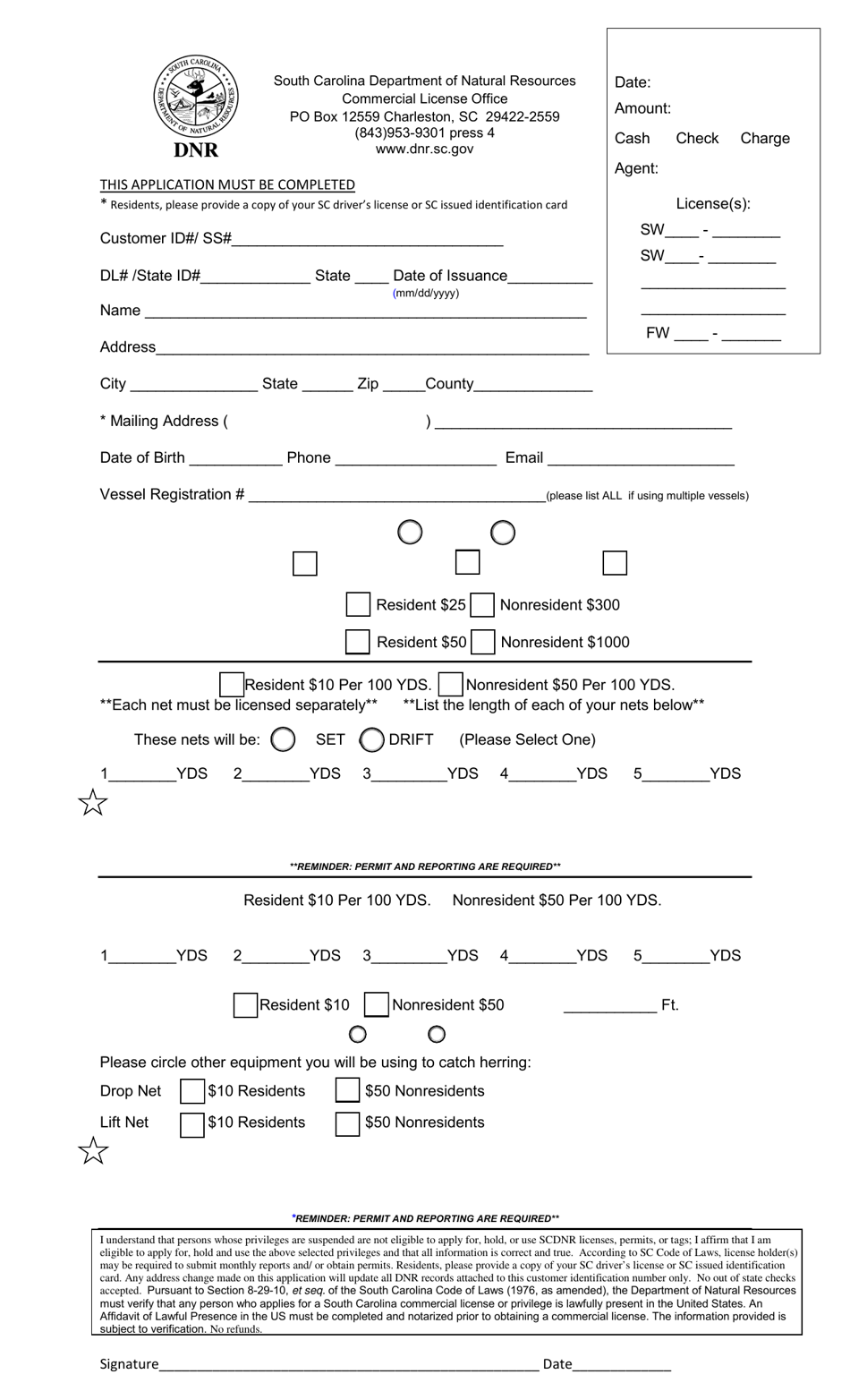 South Carolina Shad/Herring Application Fill Out, Sign Online and