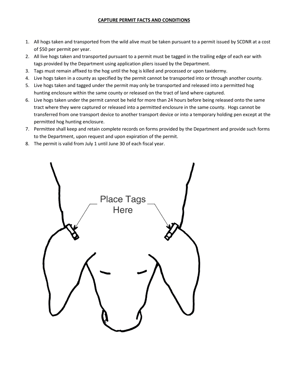 Application for Permit to Remove Live Hogs From the Wild - South Carolina, Page 2