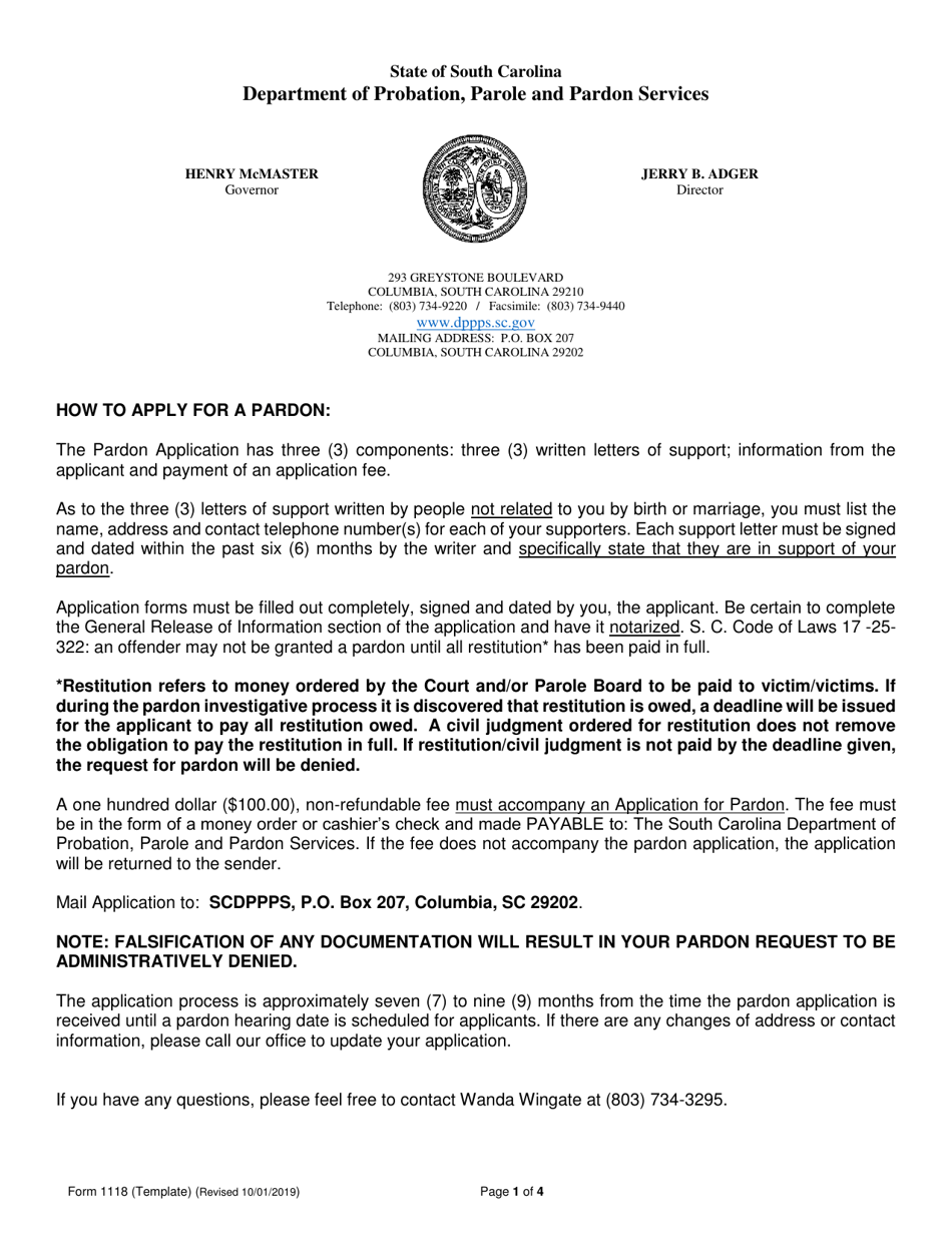 Form 1118 Fill Out, Sign Online and Download Fillable PDF, South