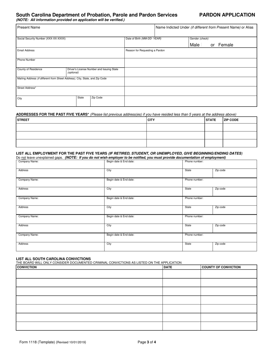 Form 1118 Fill Out Sign Online And Download Fillable Pdf South Carolina Templateroller